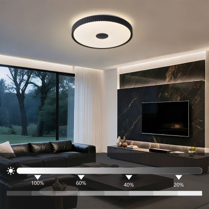 Brilagi - Dimmable LED ceiling light CORVO LED/72W/230V 3000-6000K black Ø 50 cm + remote control