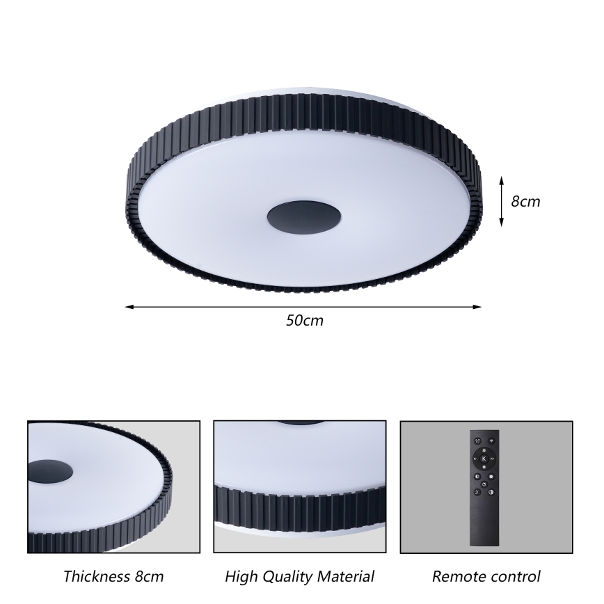 Brilagi - Dimmable LED ceiling light CORVO LED/72W/230V 3000-6000K black Ø 50 cm + remote control