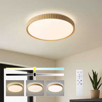 Brilagi - CORVO LED Dimmable Ceiling Light LED/72W/230V 3000-6000K wood-effect finish dia. 50 cm + remote control