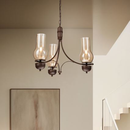 Brilagi - COTTAGE Chain-Mounted LED Chandelier 3xE14/40W/230V beech/brown/smoky beige