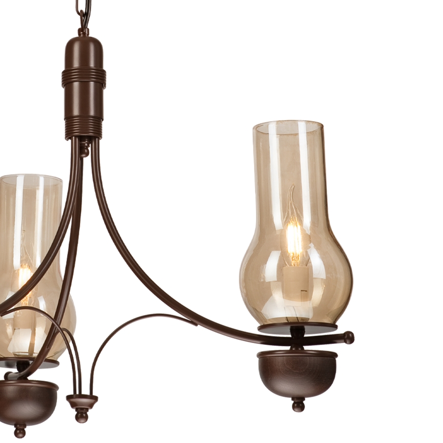 Brilagi - COTTAGE Chain-Mounted LED Chandelier 3xE14/40W/230V beech/brown/smoky beige