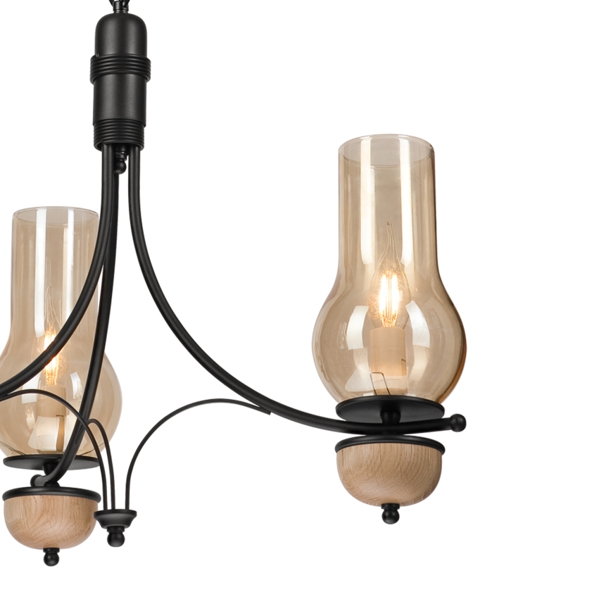 Brilagi - COTTAGE LED Chain Chandelier 3xE14/40W/230V Oak/Black/Smoky Beige
