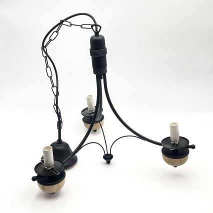 Brilagi - COTTAGE LED Chain Chandelier 3xE14/40W/230V Oak/Black/Smoky Beige