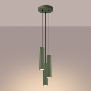 Brilagi - CRESTO Cable Pendant Lamp 3x GU10/10W/230V Green