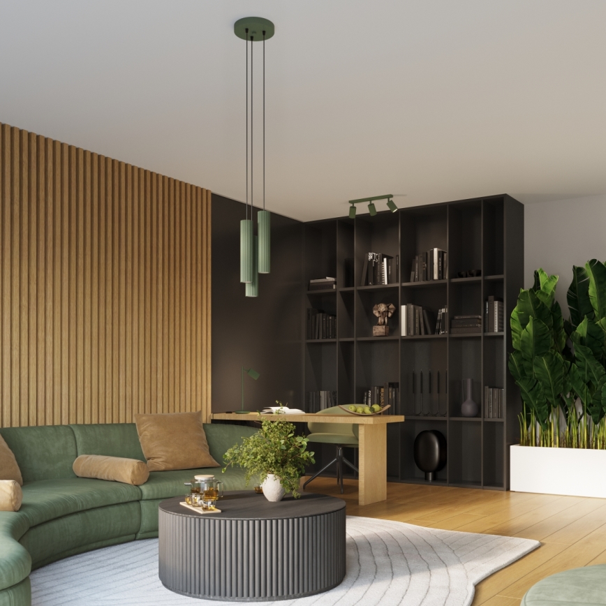 Brilagi - CRESTO Cable Pendant Lamp 3x GU10/10W/230V Green