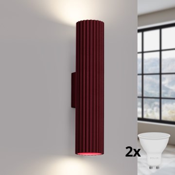 Brilagi - CRESTO LED Wall Light 2x GU10/10W/230V 30 cm Burgundy