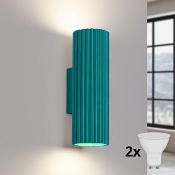 Brilagi - CRESTO LED Wall Light 2xGU10/10W/230V 20 cm turquoise
