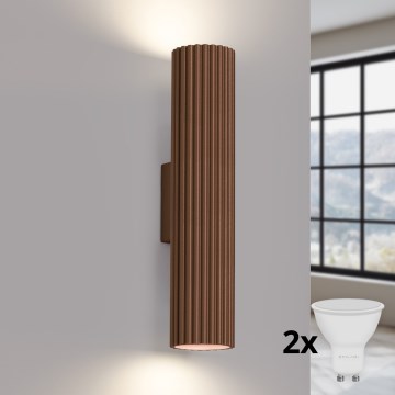 Brilagi - CRESTO LED Wall Light 2xGU10/10W/230V, 30 cm, Brown