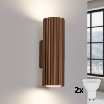 Brilagi - CRESTO LED Wall Light, 2× GU10, 10 W each, 230 V, 20 cm, Brown