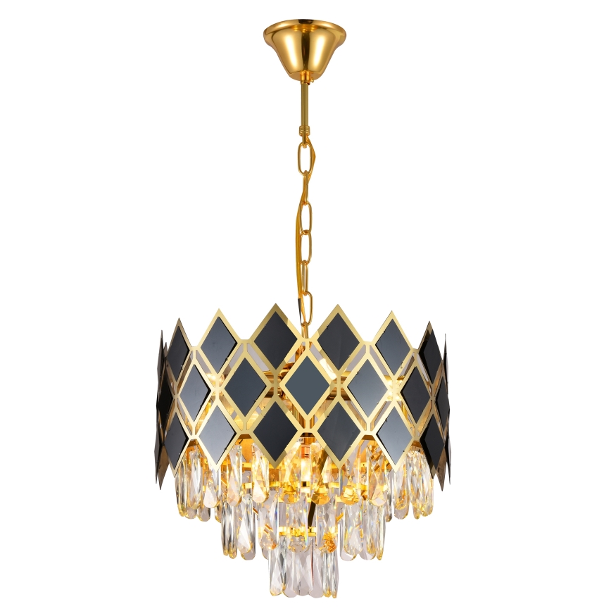 Brilagi - CRISTAL chain-hung chandelier, 5xE14/40W/230V, Ø 38 cm, gold/black