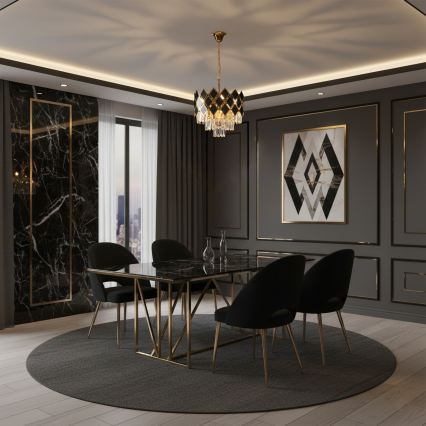 Brilagi - CRISTAL chain-hung chandelier, 5xE14/40W/230V, Ø 38 cm, gold/black