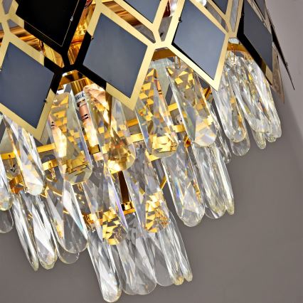 Brilagi - CRISTAL chain-hung chandelier, 5xE14/40W/230V, Ø 38 cm, gold/black