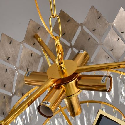 Brilagi - CRISTAL chain-hung chandelier, 5xE14/40W/230V, Ø 38 cm, gold/black