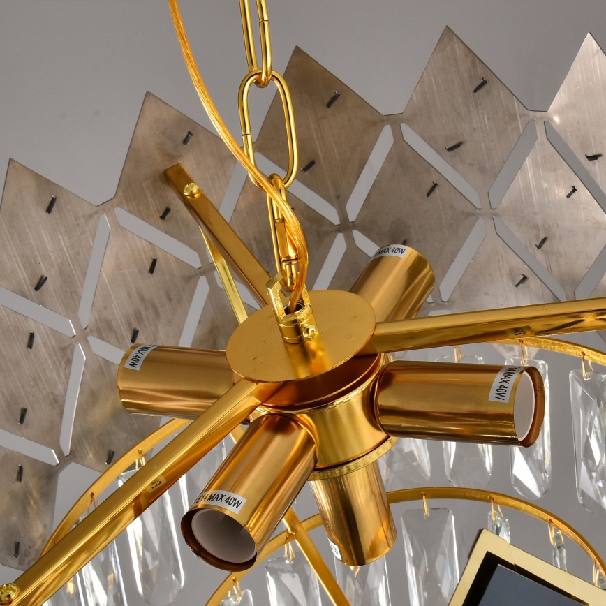 Brilagi - CRISTAL chain-hung chandelier, 5xE14/40W/230V, Ø 38 cm, gold/black