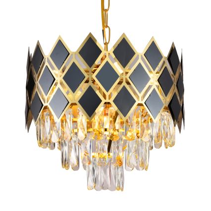 Brilagi - CRISTAL chain-hung chandelier, 5xE14/40W/230V, Ø 38 cm, gold/black