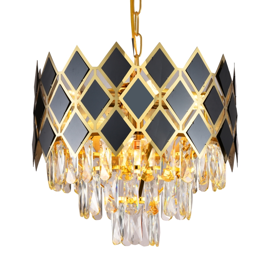 Brilagi - CRISTAL chain-hung chandelier, 5xE14/40W/230V, Ø 38 cm, gold/black