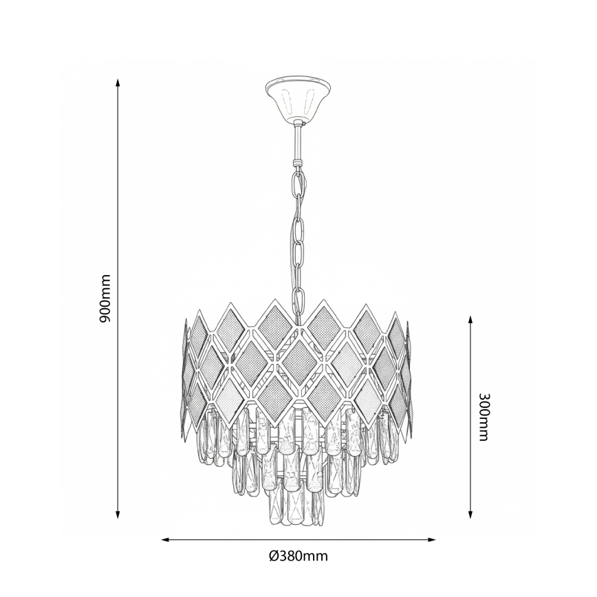Brilagi - CRISTAL chain-hung chandelier, 5xE14/40W/230V, Ø 38 cm, gold/black