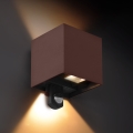 Brilagi - CUBE LED/6W/230V Outdoor Wall Light with Sensor, Brown, IP65
