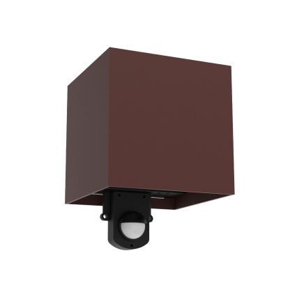 Brilagi - CUBE LED/6W/230V Outdoor Wall Light with Sensor, Brown, IP65
