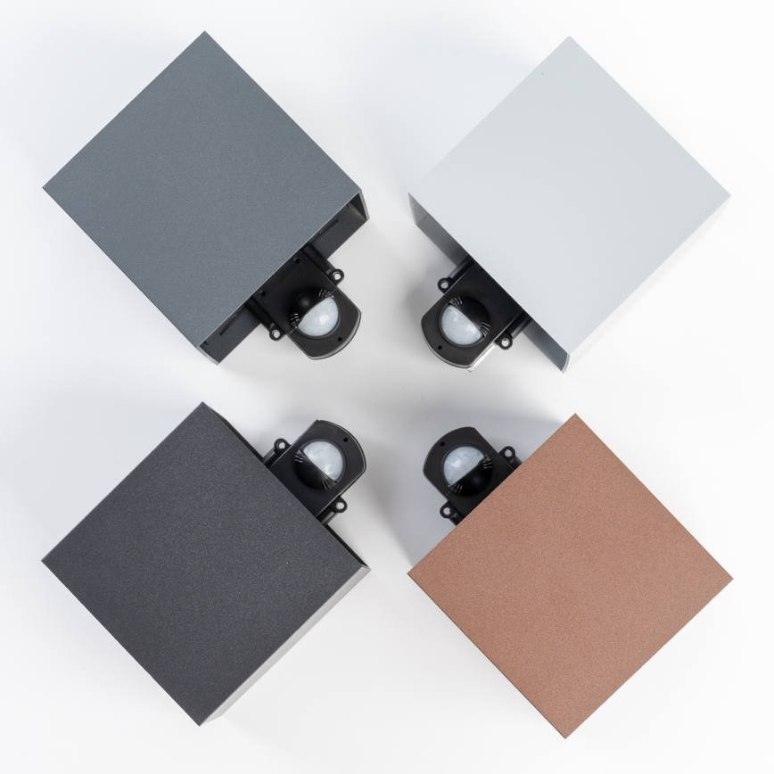 BRILAGI - CUBE LED/6W/230V Outdoor Wall Light with Sensor, Brown, IP65