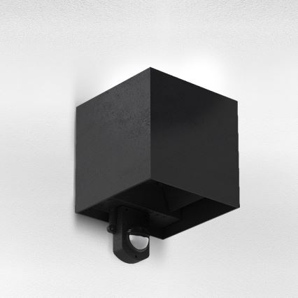 Brilagi - CUBE LED Outdoor Wall Light with Sensor, 6W/230V, Black, IP65