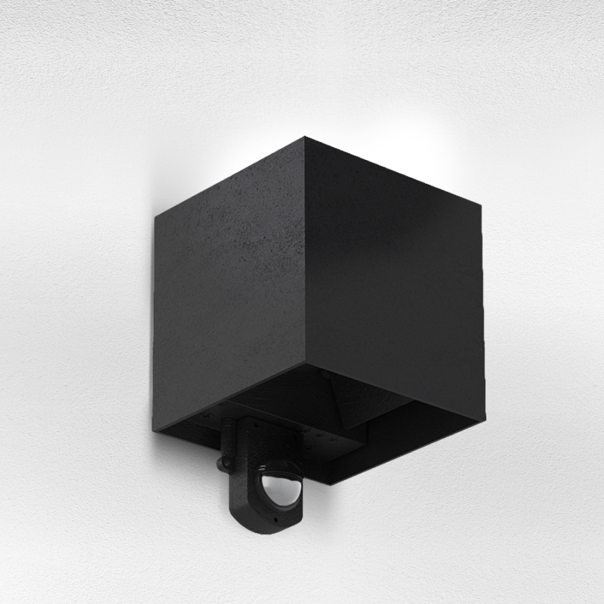 Brilagi - CUBE LED Outdoor Wall Light with Sensor, 6W/230V, Black, IP65