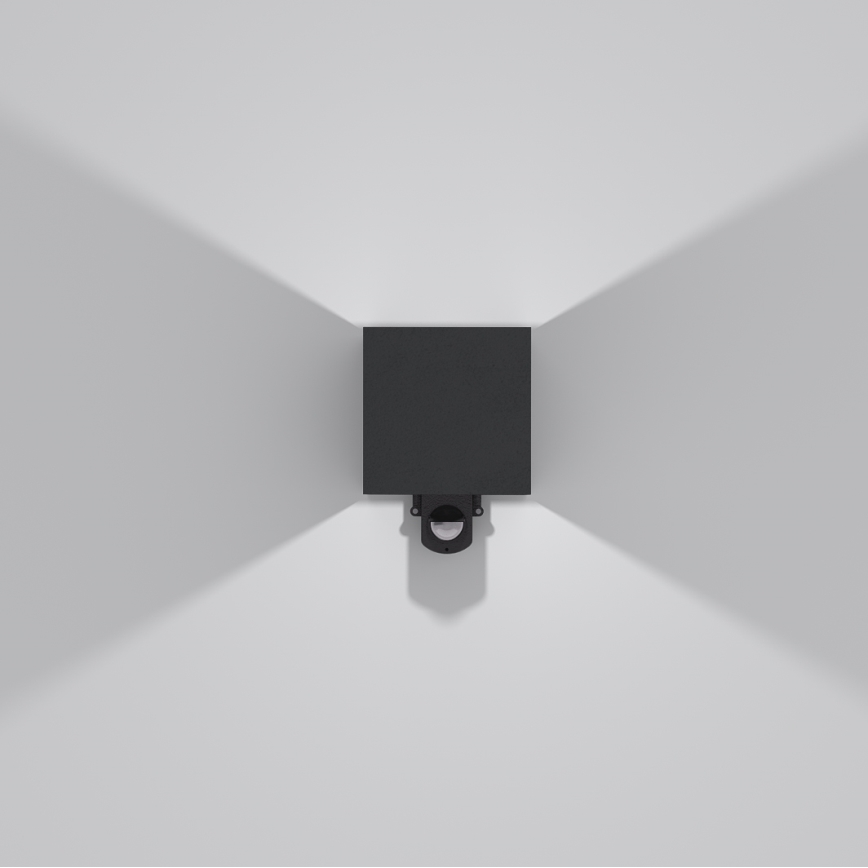 Brilagi - CUBE LED Outdoor Wall Light with Sensor, 6W/230V, Black, IP65