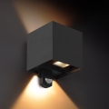 Brilagi - CUBE LED Outdoor Wall Light with Sensor, 6W/230V, Black, IP65