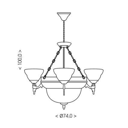 Brilagi - DAHLIA Chain-Hung Chandelier, 6×E27/40W/230V, Ø 74 cm, Brass