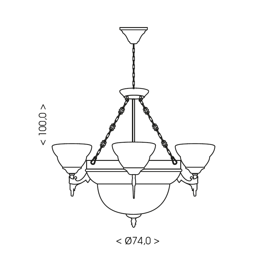 Brilagi - DAHLIA Chain-Hung Chandelier, 6×E27/40W/230V, Ø 74 cm, Brass
