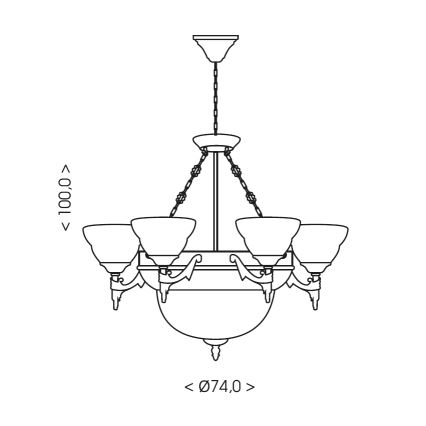 Brilagi - DAHLIA Chain-Hung Chandelier 9xE27/40W/230V Ø74 cm, Brass