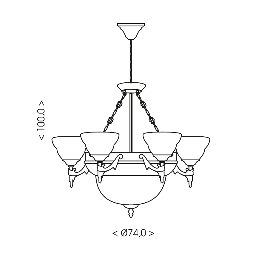 Brilagi - DAHLIA Chain-Hung Chandelier 9xE27/40W/230V Ø74 cm, Brass