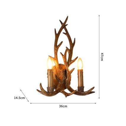 Brilagi - DEER Antler Wall Light 2xE14/10W/230V