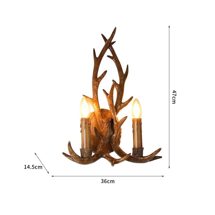 Brilagi - DEER Antler Wall Light 2xE14/10W/230V