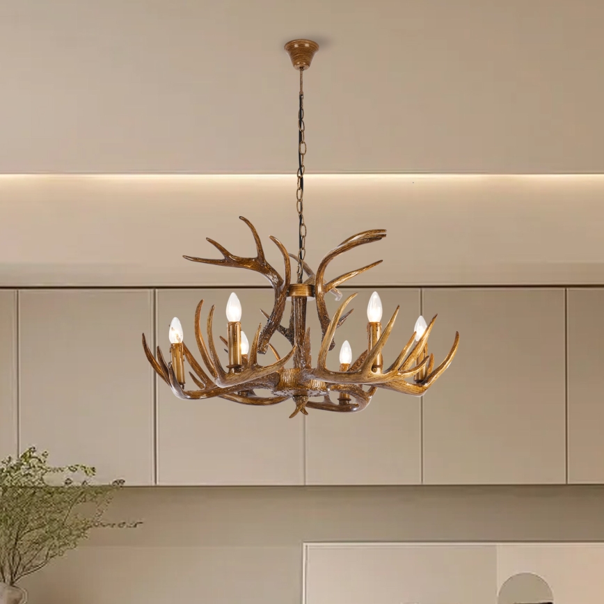 Brilagi - DEER Chain Chandelier 6xE14/10W/230V Ø 80 cm antlers