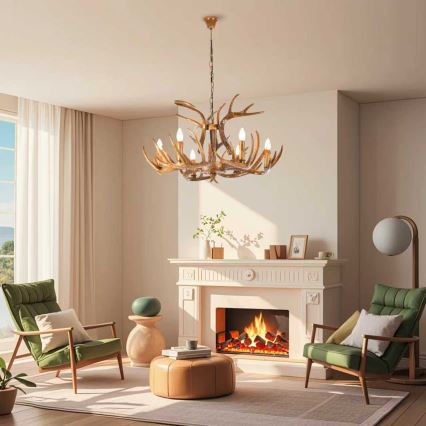 Brilagi - DEER Chain Chandelier 6xE14/10W/230V Ø 80 cm antlers