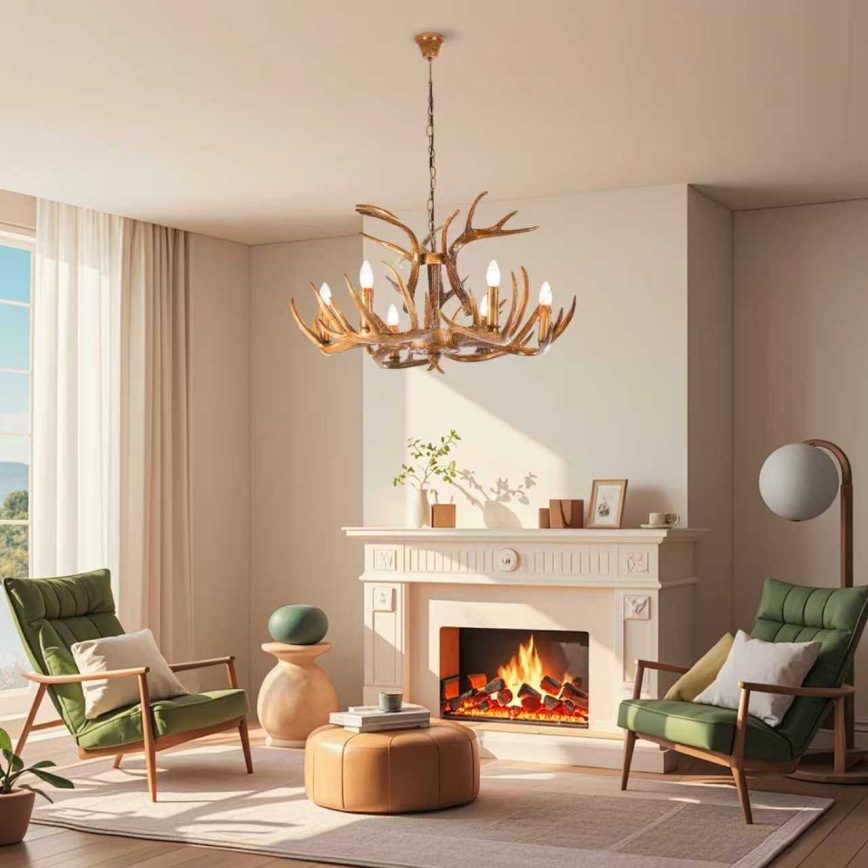 Brilagi - DEER Chain Chandelier 6xE14/10W/230V Ø 80 cm antlers