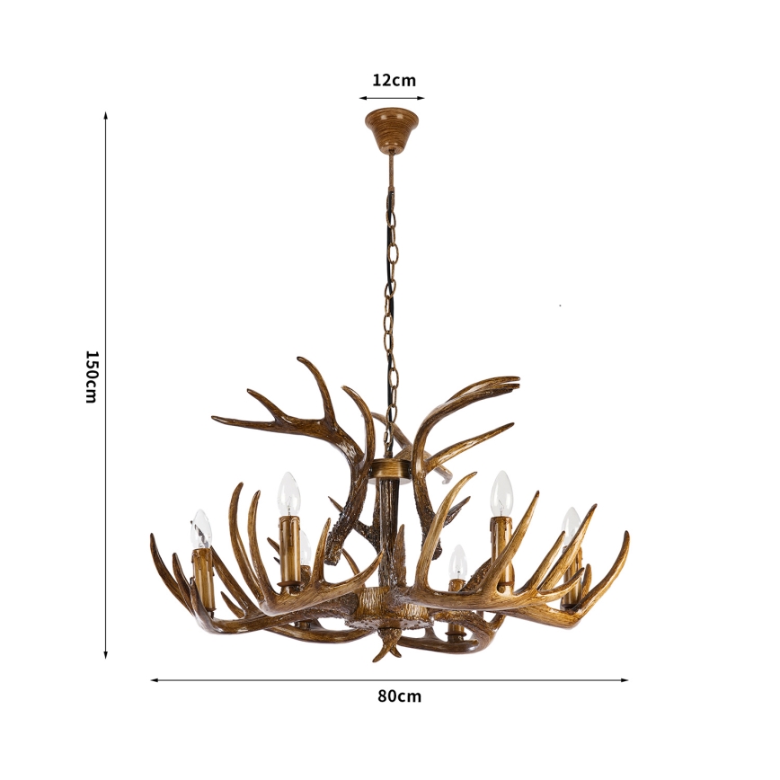 Brilagi - DEER Chain Chandelier 6xE14/10W/230V Ø 80 cm antlers