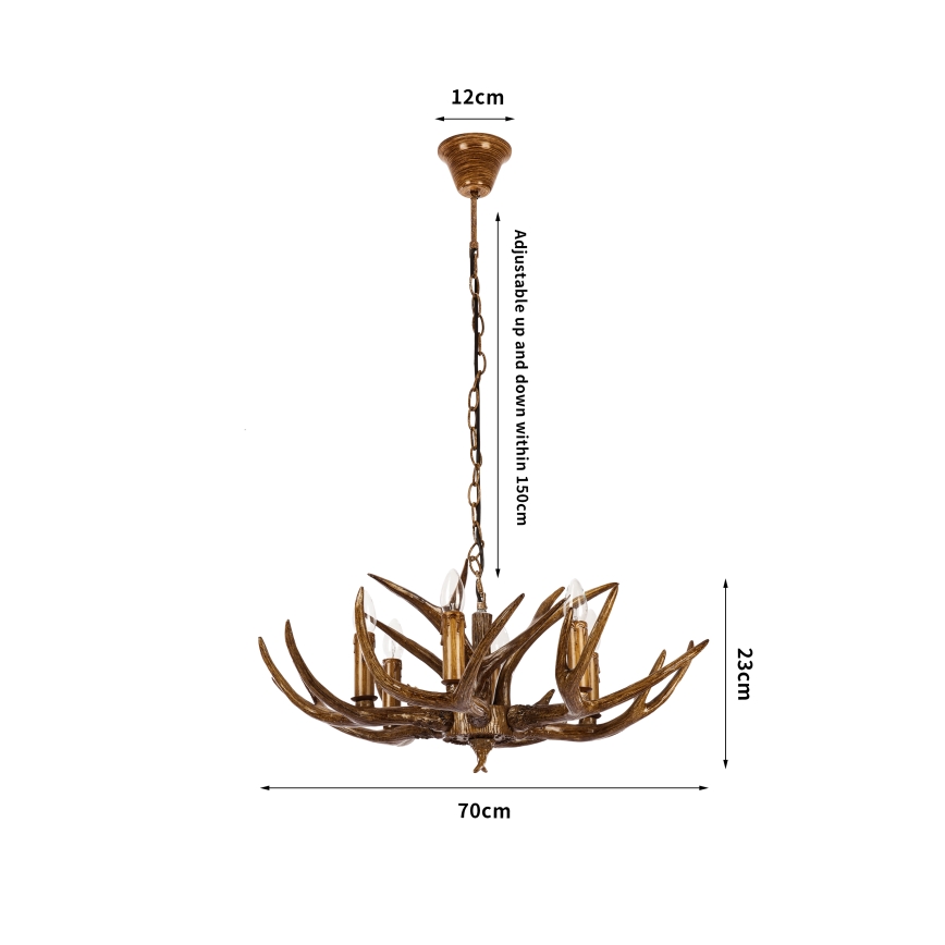 Brilagi - DEER chain-hung chandelier 6×E14/10W/230V, diameter 70 cm