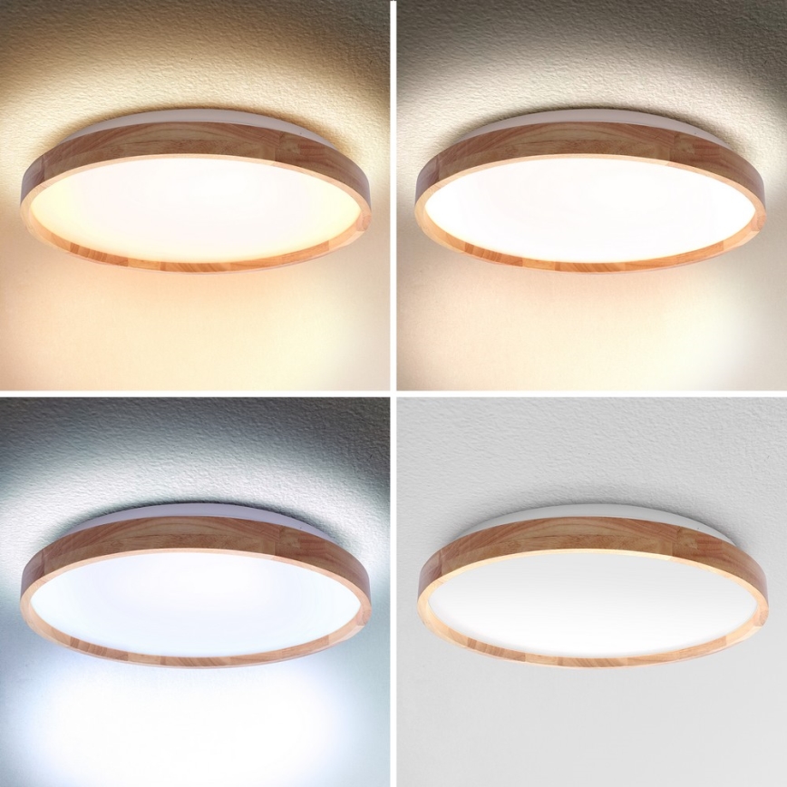 Brilagi - ALSON LED Dimmable Ceiling Light LED/48W/230V 3000-6500K Oak dia. 39.5 cm + remote control