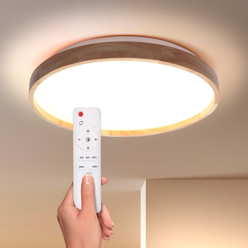 Brilagi - ALSON LED Dimmable Ceiling Light LED/48W/230V 3000-6500K Oak dia. 39.5 cm + remote control