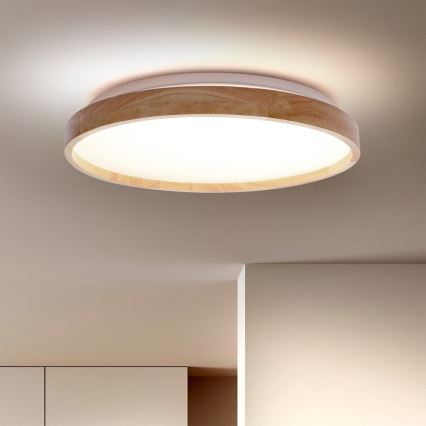 Brilagi - ALSON LED Dimmable Ceiling Light LED/48W/230V 3000-6500K Oak dia. 39.5 cm + remote control