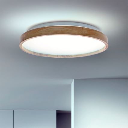 Brilagi - ALSON LED Dimmable Ceiling Light LED/48W/230V 3000-6500K Oak dia. 39.5 cm + remote control