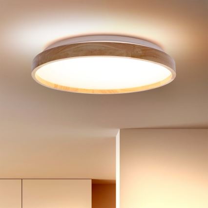 Brilagi - ALSON LED Dimmable Ceiling Light LED/48W/230V 3000-6500K Oak dia. 39.5 cm + remote control