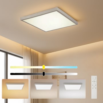 Brilagi - Dimmable Bathroom Ceiling Light FRAME SMART LED/50W/230V 60x60 cm 3000-6000K IP44 Silver + Remote Control