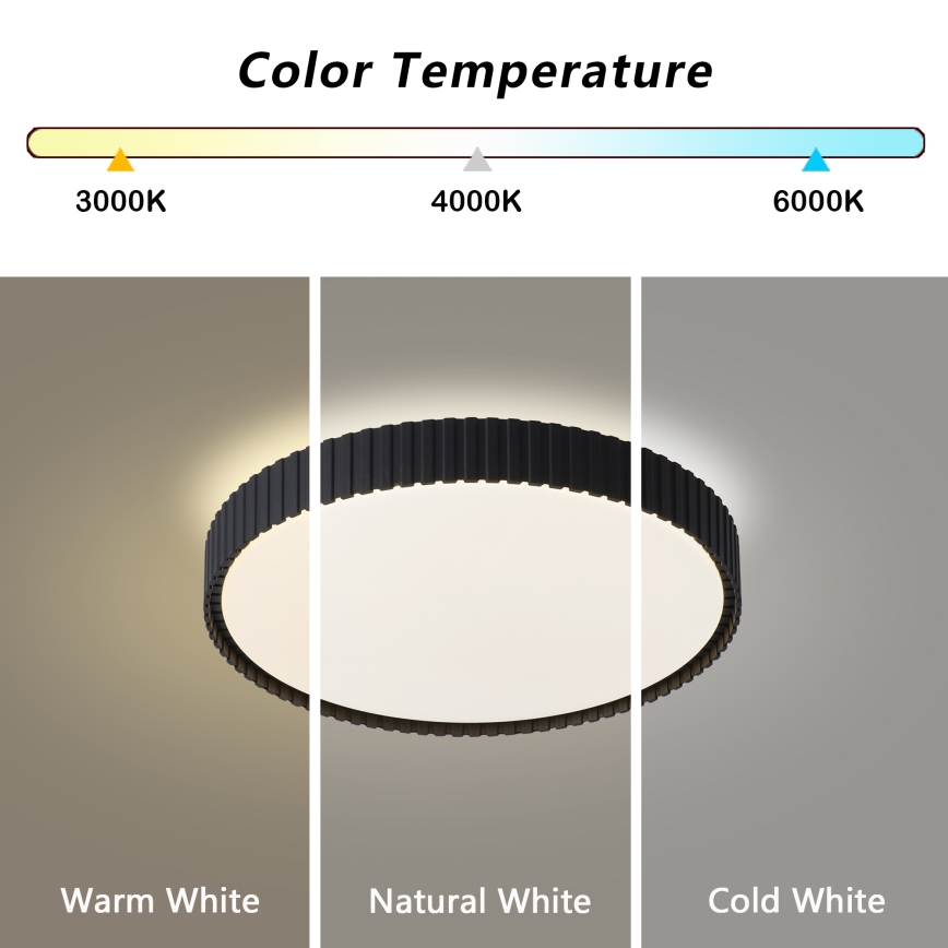 Brilagi - CORVO LED Dimmable Ceiling Fixture LED/54W/230V 3000-6000K Black Ø 40 cm + Remote Control