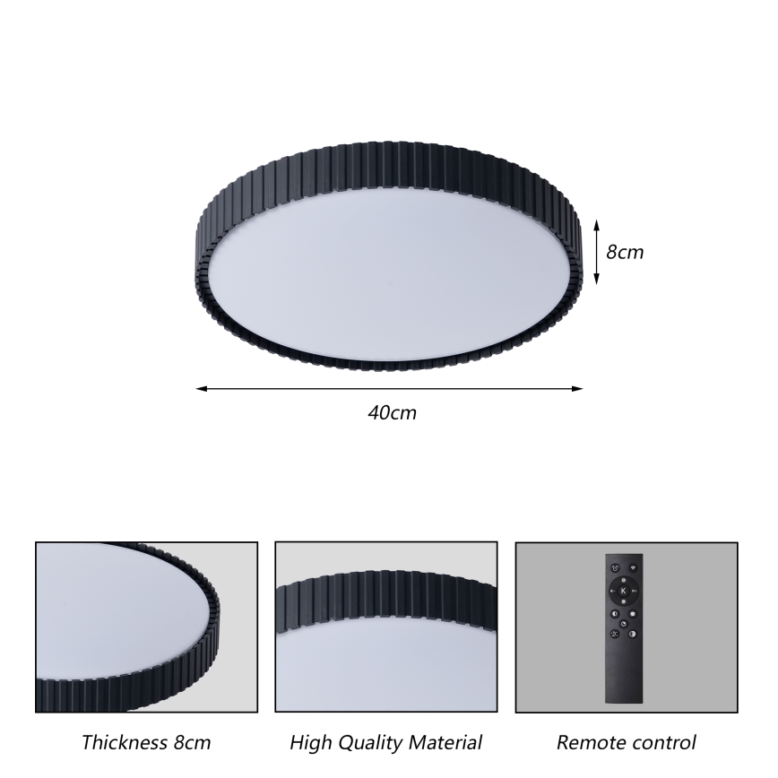Brilagi - CORVO LED Dimmable Ceiling Fixture LED/54W/230V 3000-6000K Black Ø 40 cm + Remote Control