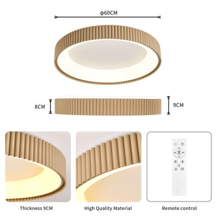 Brilagi - Dimmable LED ceiling light FALCON MODERN LED/54W/230V 3000-6500K 60 cm beige + remote control