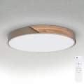 BRILAGI - Dimmable ceiling light PILANA LED/60W/230V 3000-6500K oak/beige Ø 60 cm + remote control