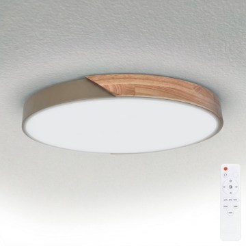 BRILAGI - Dimmable ceiling light PILANA LED/60W/230V 3000-6500K oak/beige Ø 60 cm + remote control